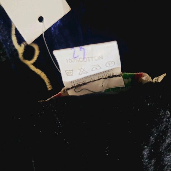 Vintage Y2K 90s Embroidered Velvet Midi Skirt- Whimsical Boho Hippie New Size M - Picture 4 of 5